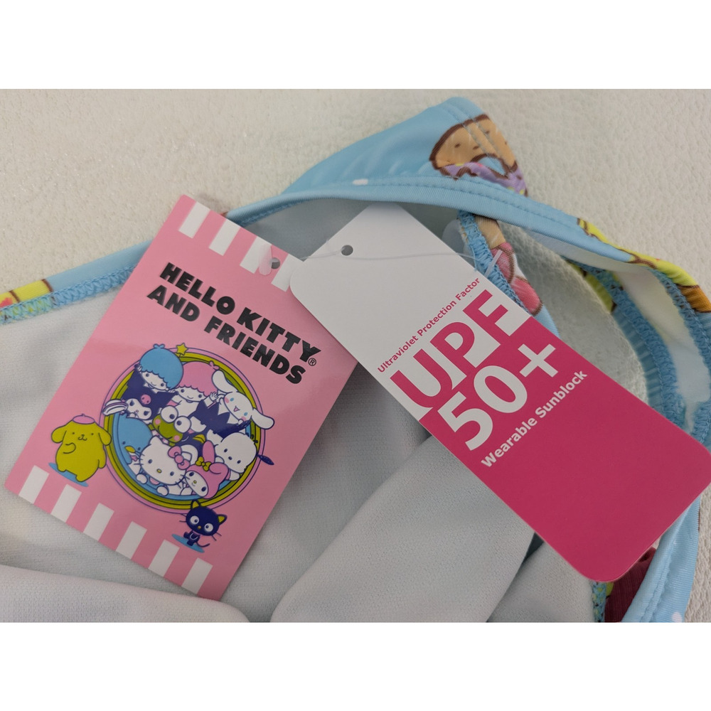 Girls Sanrio Hello Kitty 1 Piece Swimsuit 7/8 Blue Multicolor - Picture 5 of 7